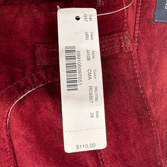 J. Crew Crimson 9" High-Rise Toothpick Velvet Pants Size: 28 (NWT) - Picture 7 of 10